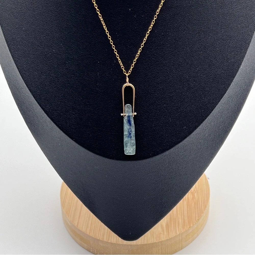 Kyanite Stone Pendant 16” Gold Necklace - Picture 6 of 7